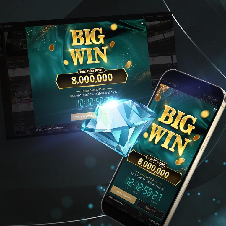 SA Gaming promotion suite showcasing a leaderboard with a gold trophy, ranking positions, and mobile-friendly interface.